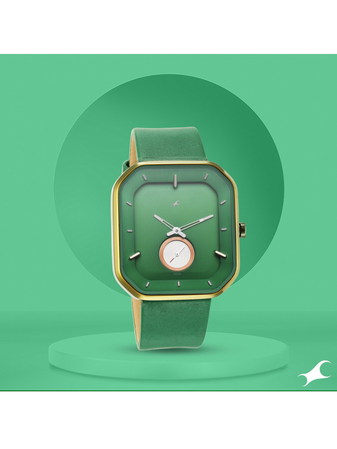Fastrack Men Green Brass Dial & Green Leather Wrap Around Straps Analogue Watch 3272QL01