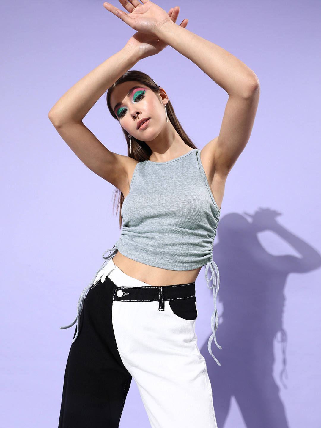 iki chic Women Beautiful Grey Melange Solid Bra Top and Vest