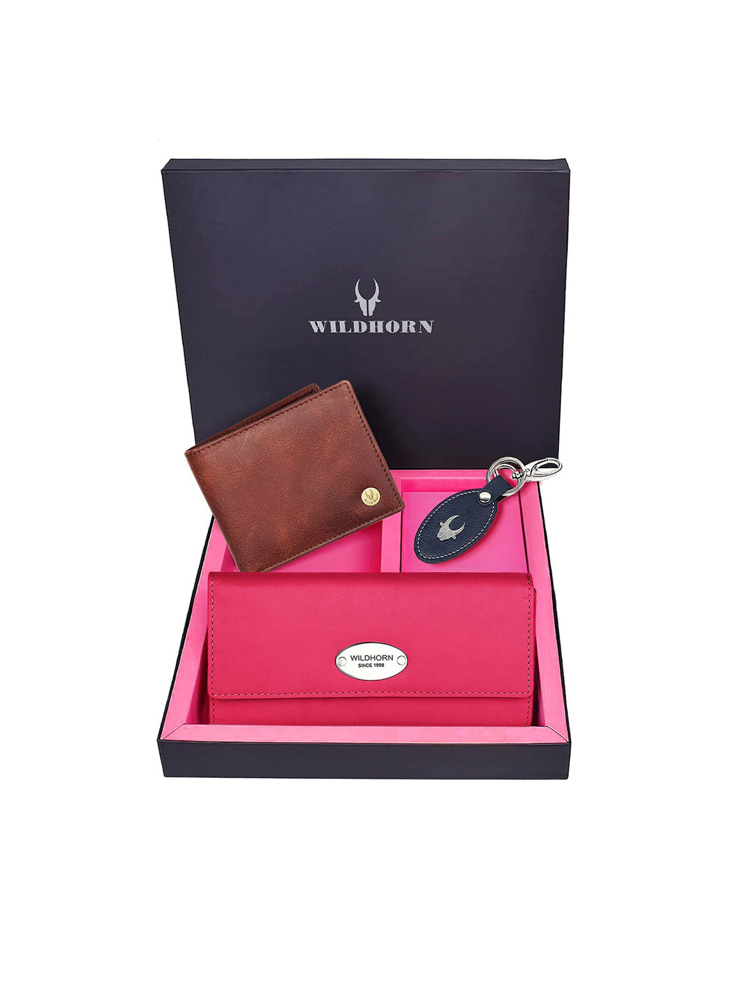 WildHorn Brown & Pink Premium Leather Accessory Gift Set