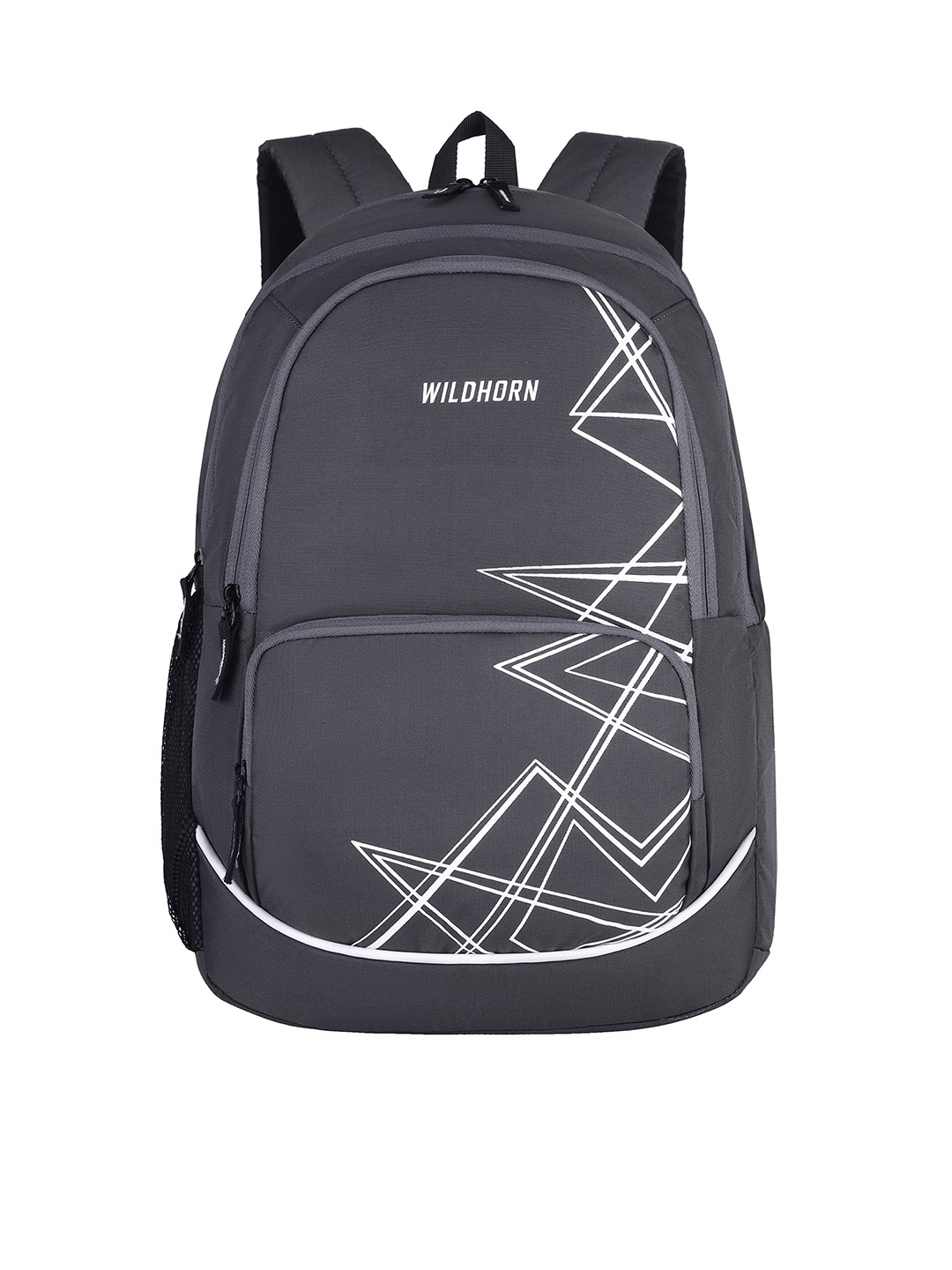 WildHorn Unisex Grey Geometric 17 Inch Laptop Backpack with Compression Straps