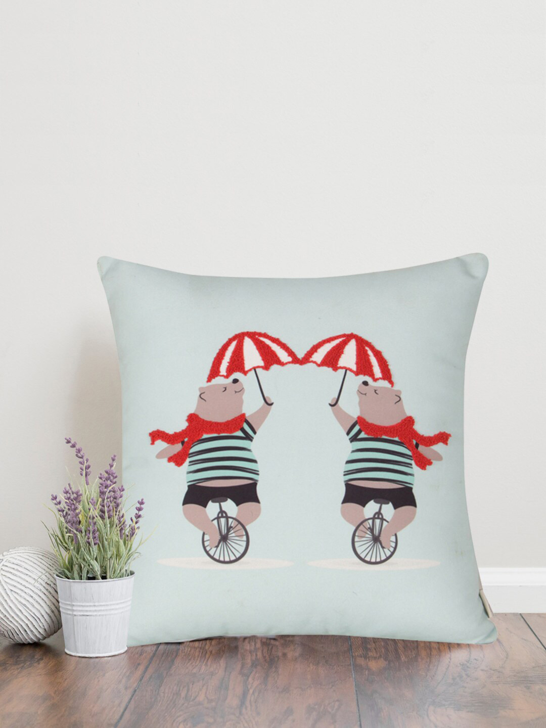 Home Embroidery Conversational Polycotton HD Digital Embroidered Cushion Cover -16x16In