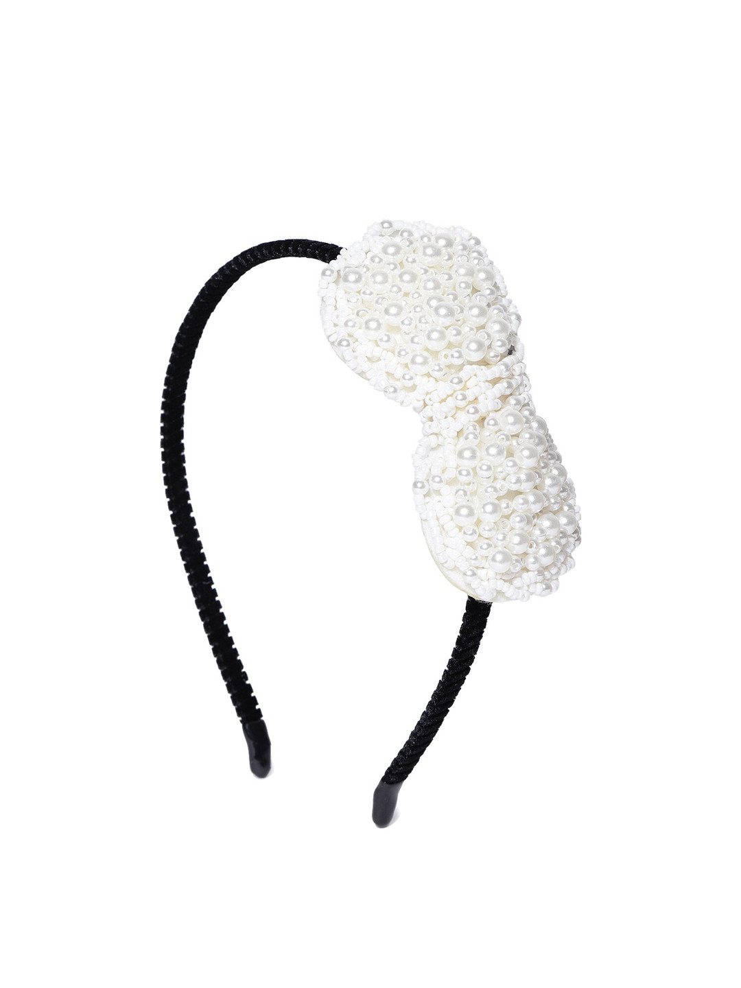 PRITA BY PRIYAASI Women White & Black Side Bow Hairband