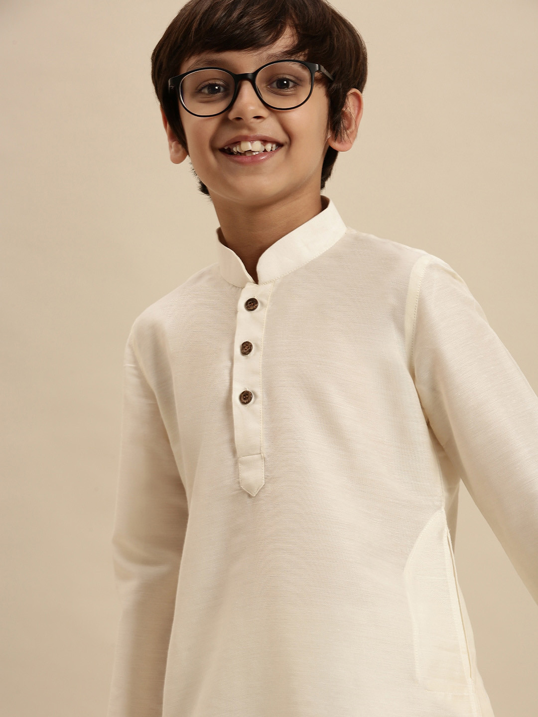Sangria Boys White Thread Work Pastels Kurta