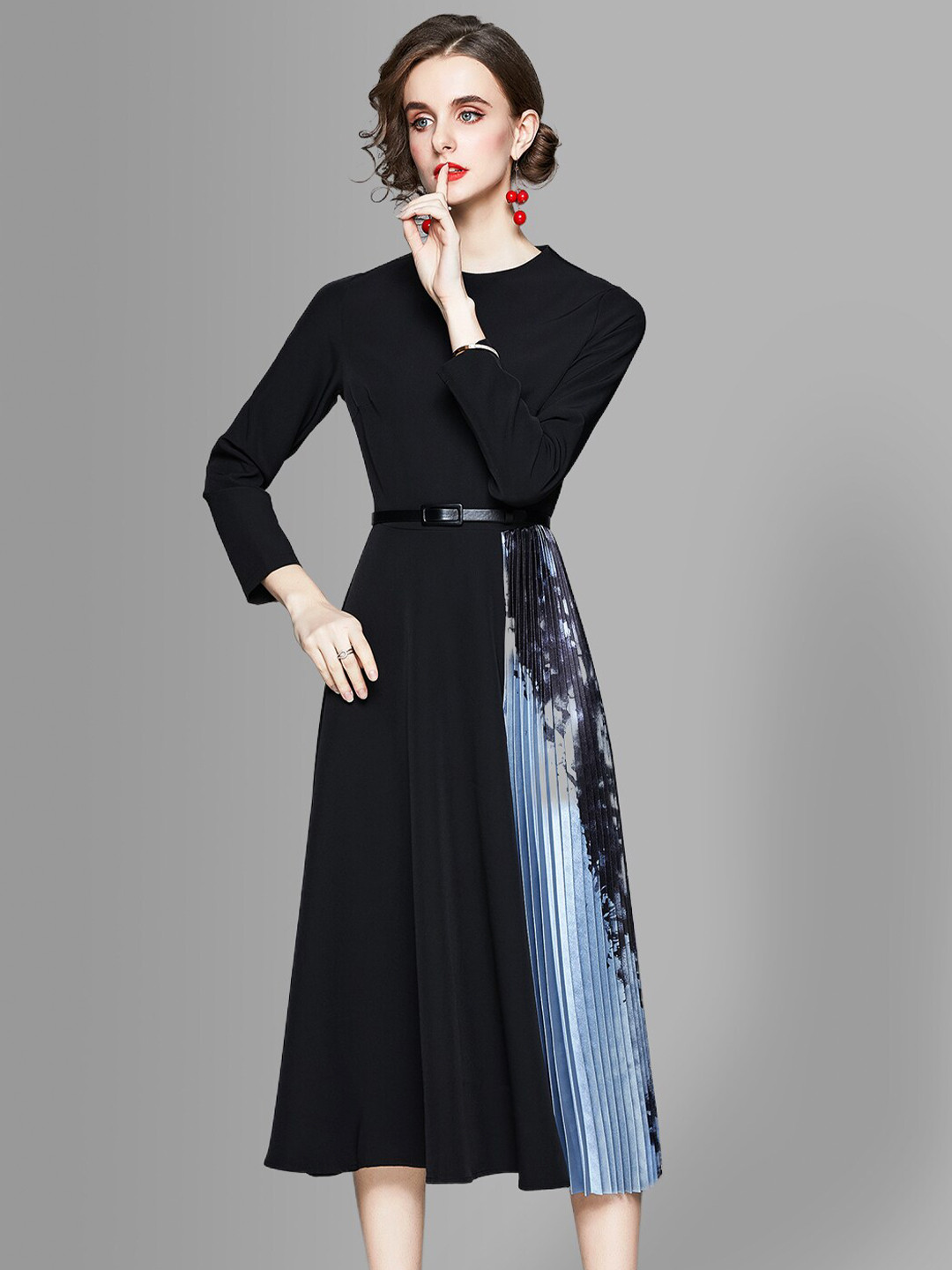 JC Collection Women Black & Blue Midi Dress
