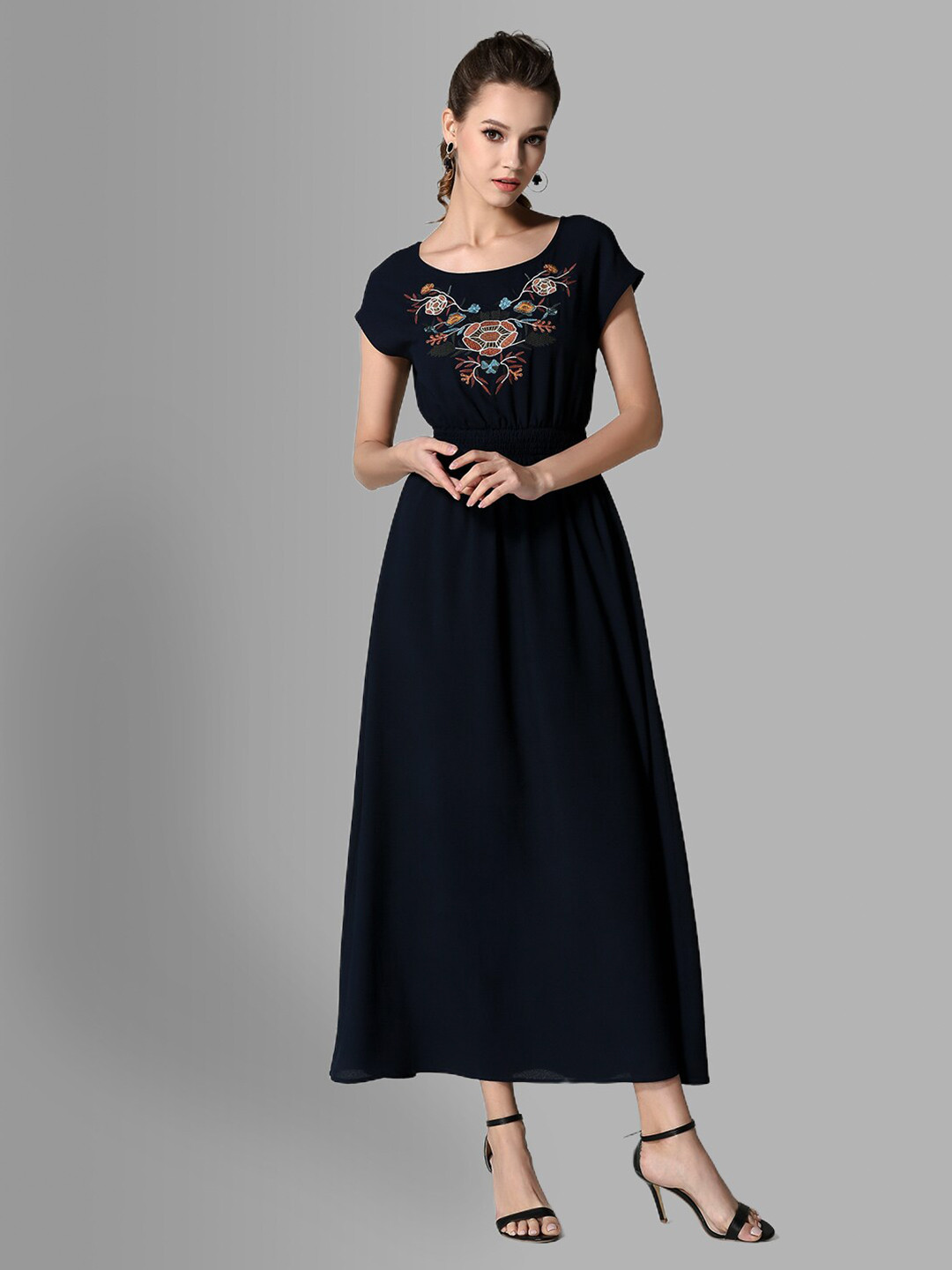 JC Collection Women Navy Blue Maxi Dress
