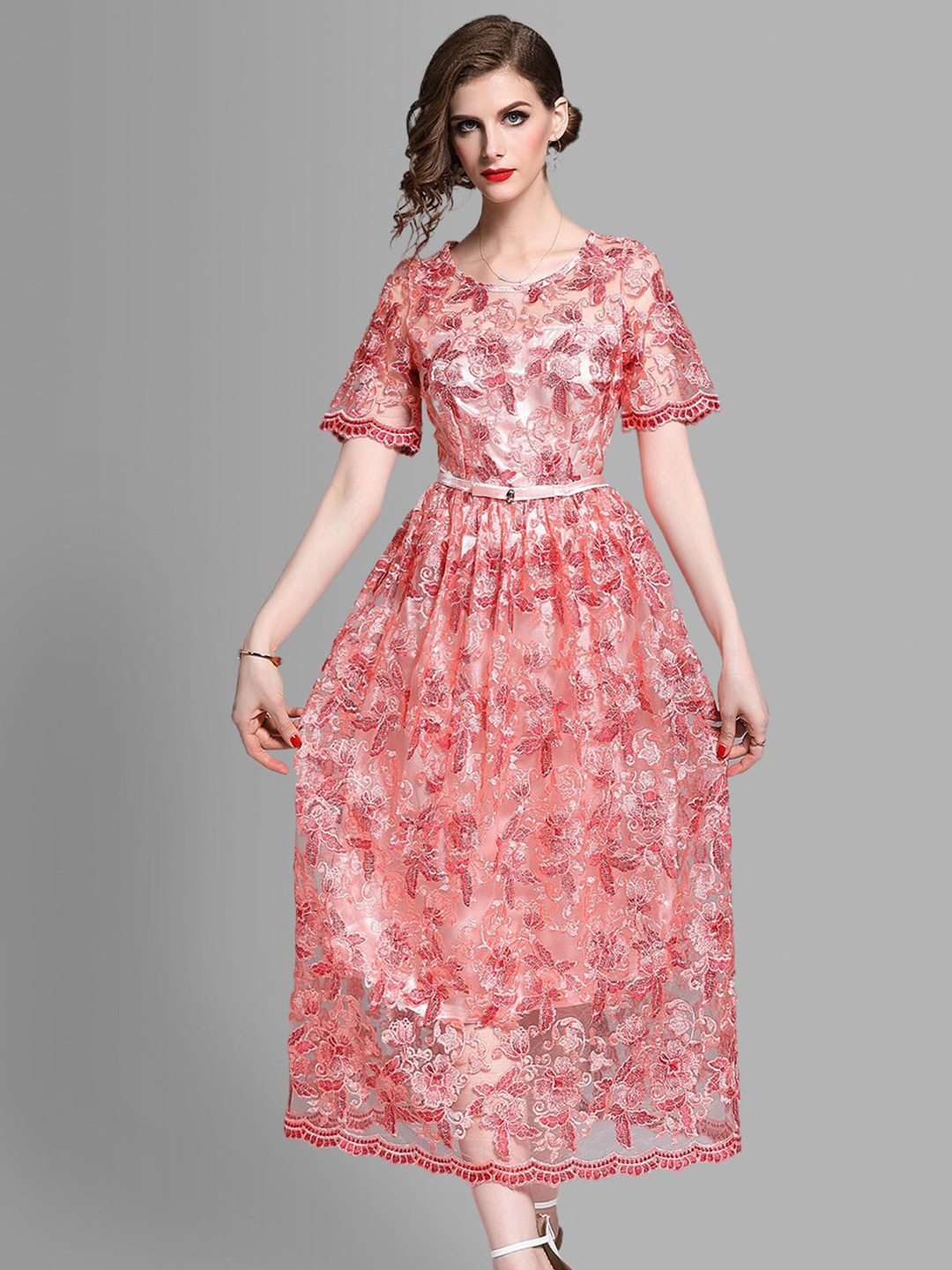 JC Collection Multicoloured Floral Embroidered Maxi Dress