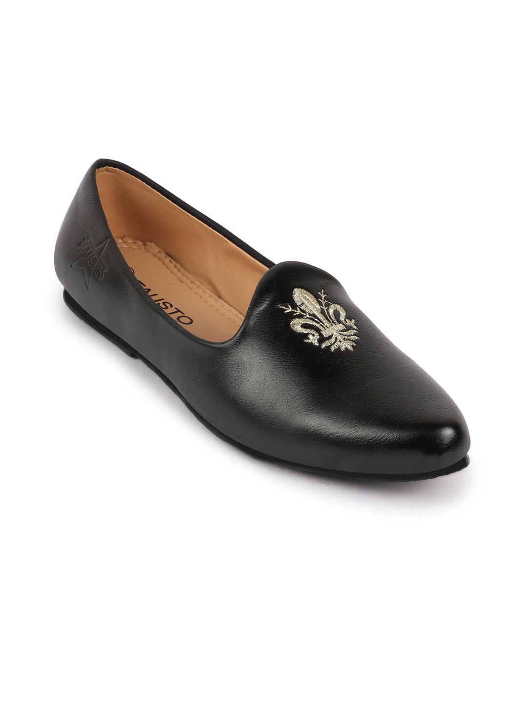 Buy FAUSTO Men Black PU Mojaris Casual Shoes for Men 17398138