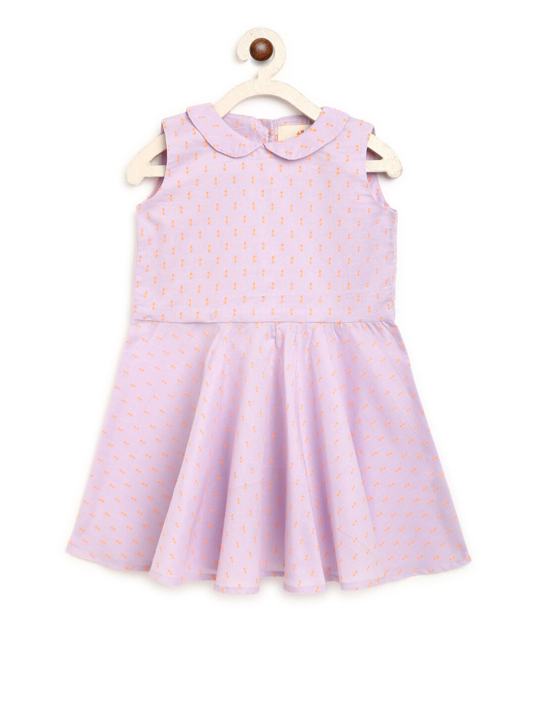 charkhee Girls Lavender Peter Pan Collar Cotton Dress