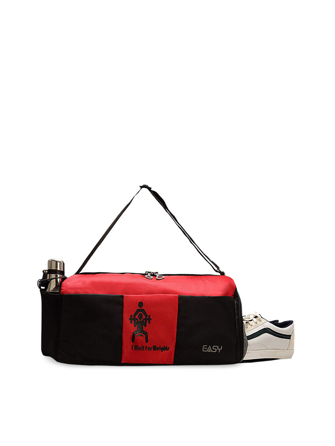 EASY Black & Red Colorblocked Duffel Bag