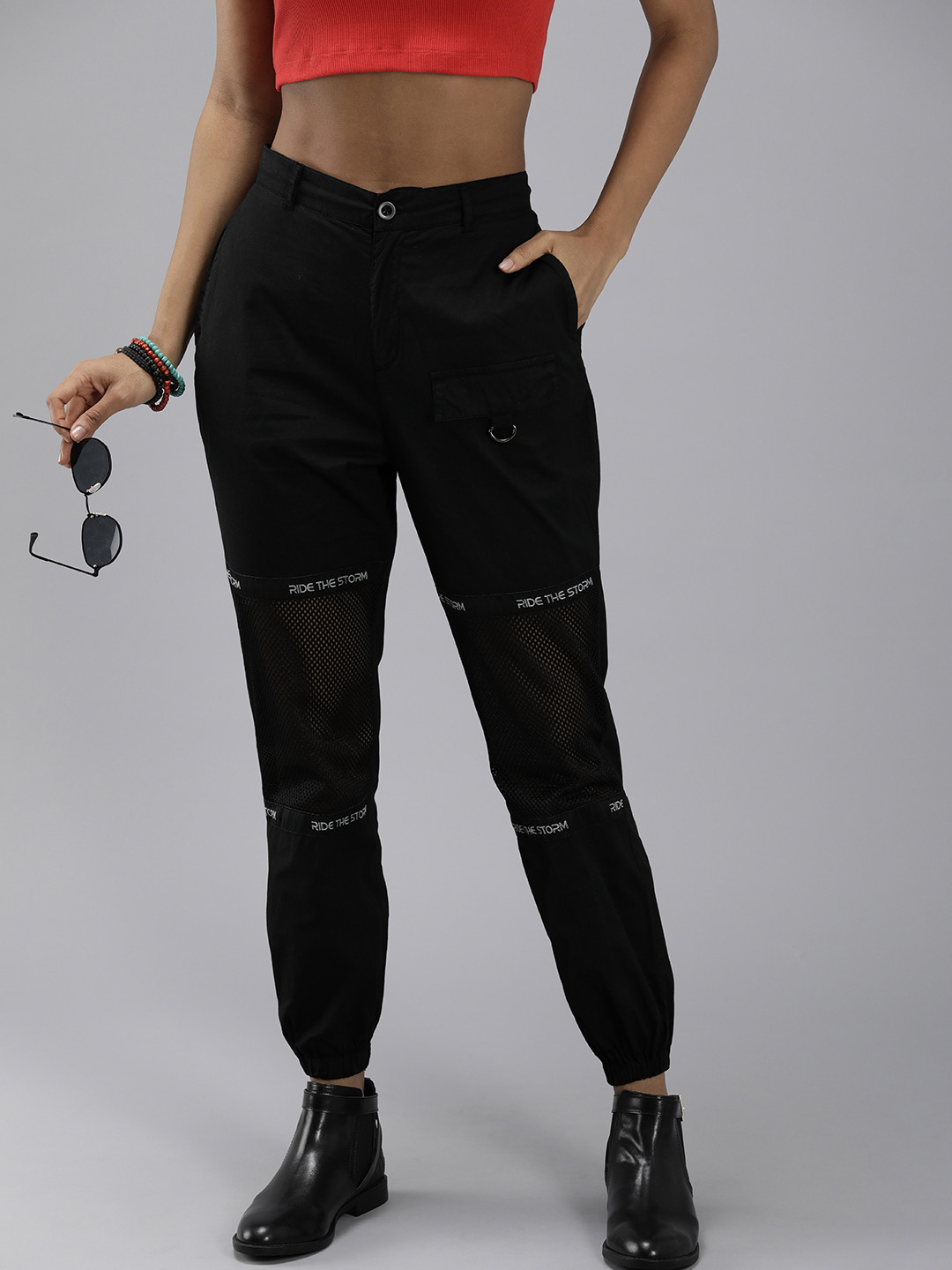 The Roadster Life Co. Joggers Trousers With Net Insert Detailed Knee