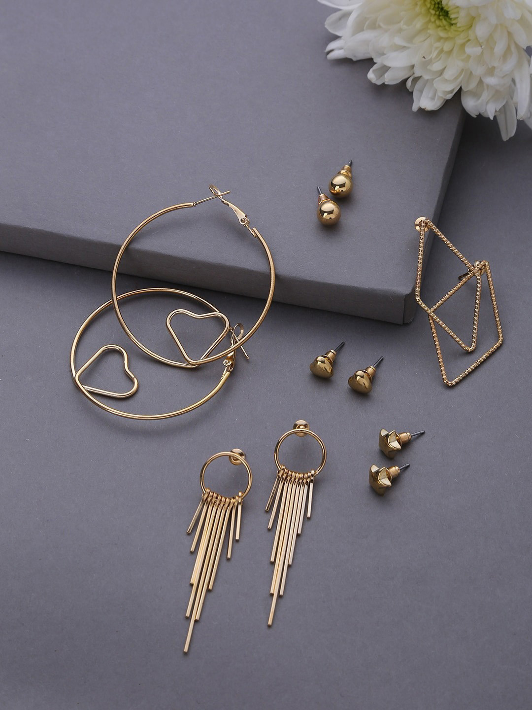 Jewels Galaxy Set Of 6 Gold-Plated Earrings
