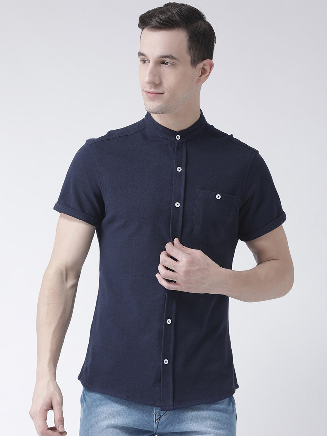Club York Men Navy Blue Casual Shirt