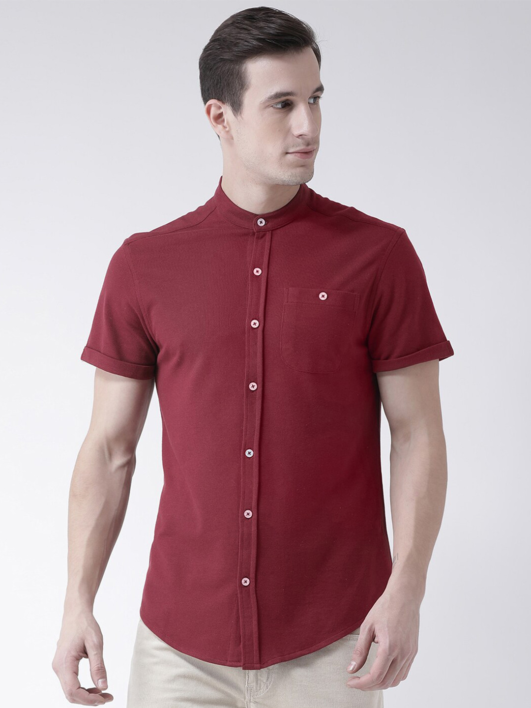 Club York Men Maroon Casual Shirt