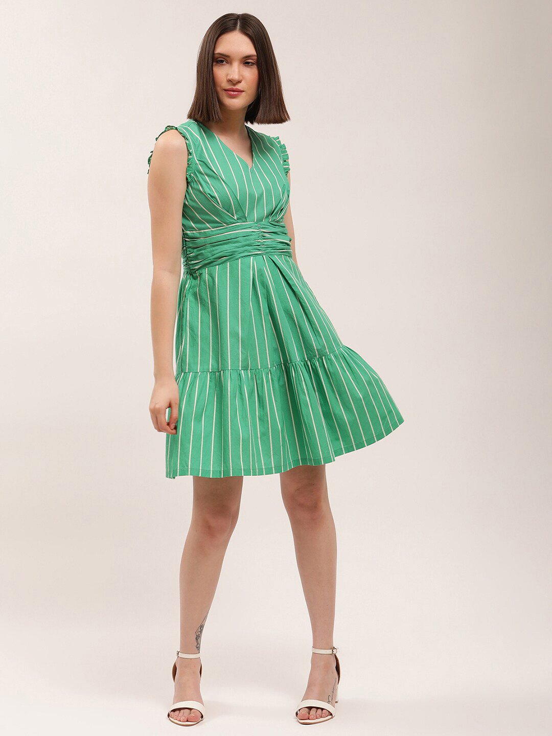 ELLE Green Striped Dress