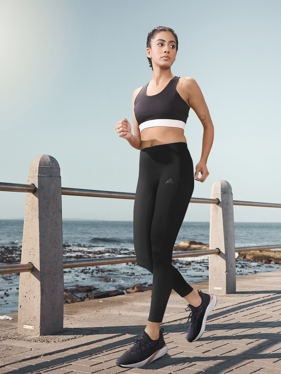 ADIDAS Women Black Solid Running Sports Tights