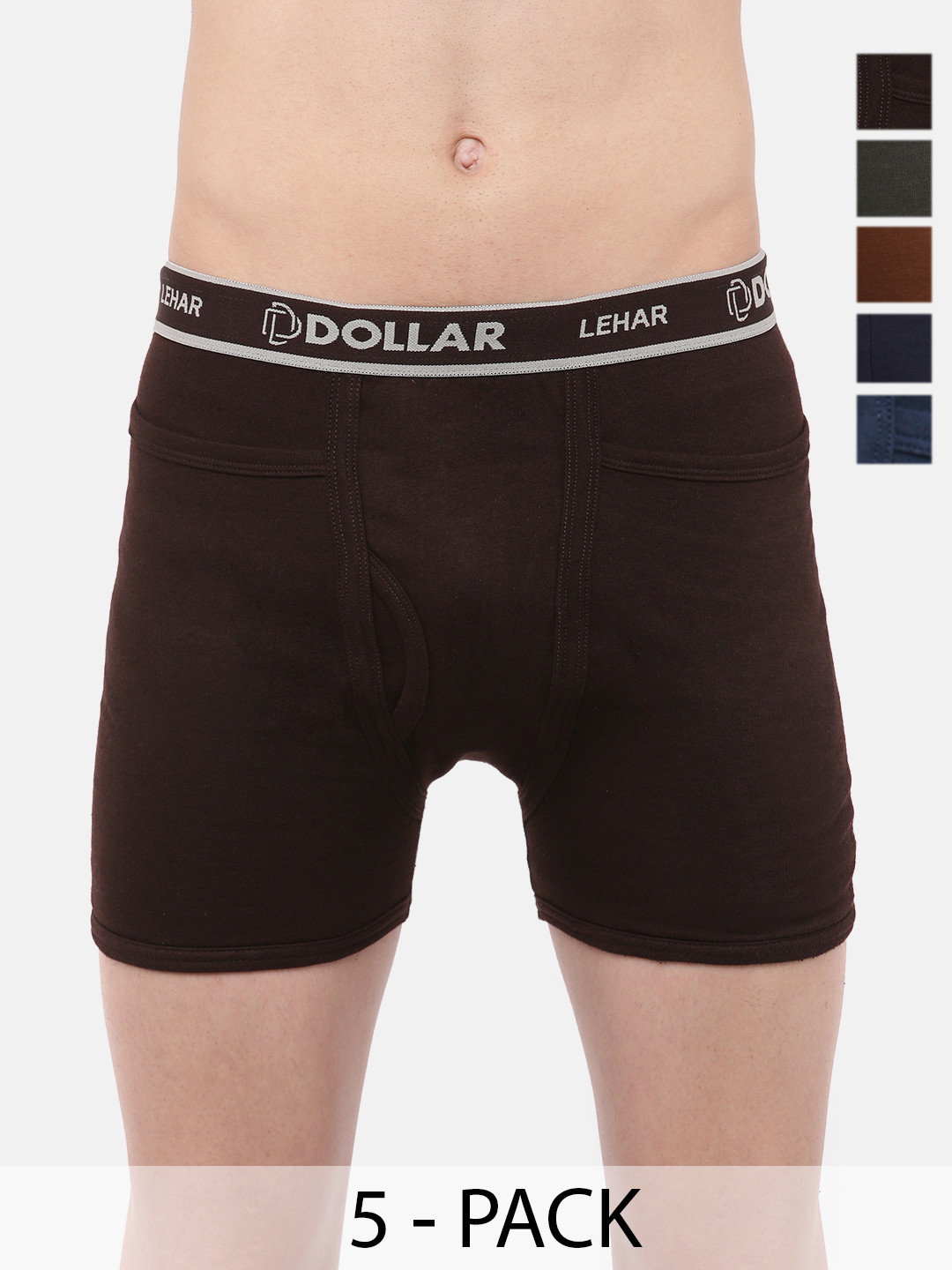 Dollar Lehar Mens Combed Cotton Trunk - Pack of 5 - Assorted