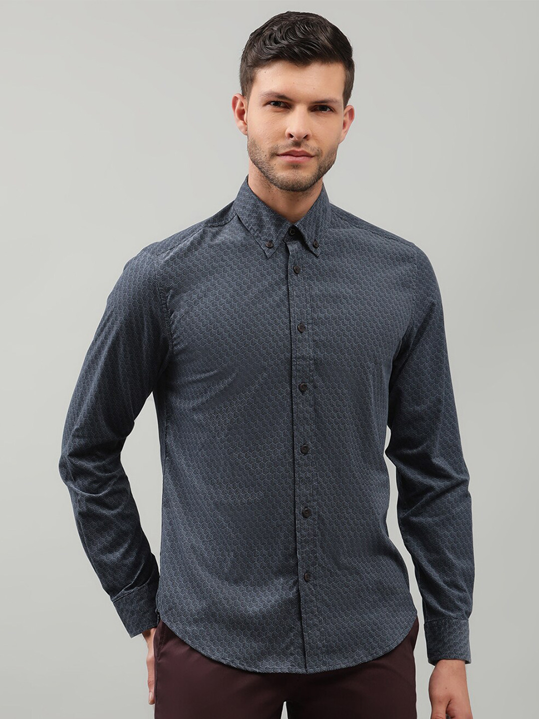 BEN SHERMAN Men Blue Modern Printed Pure Cotton Casual Shirt