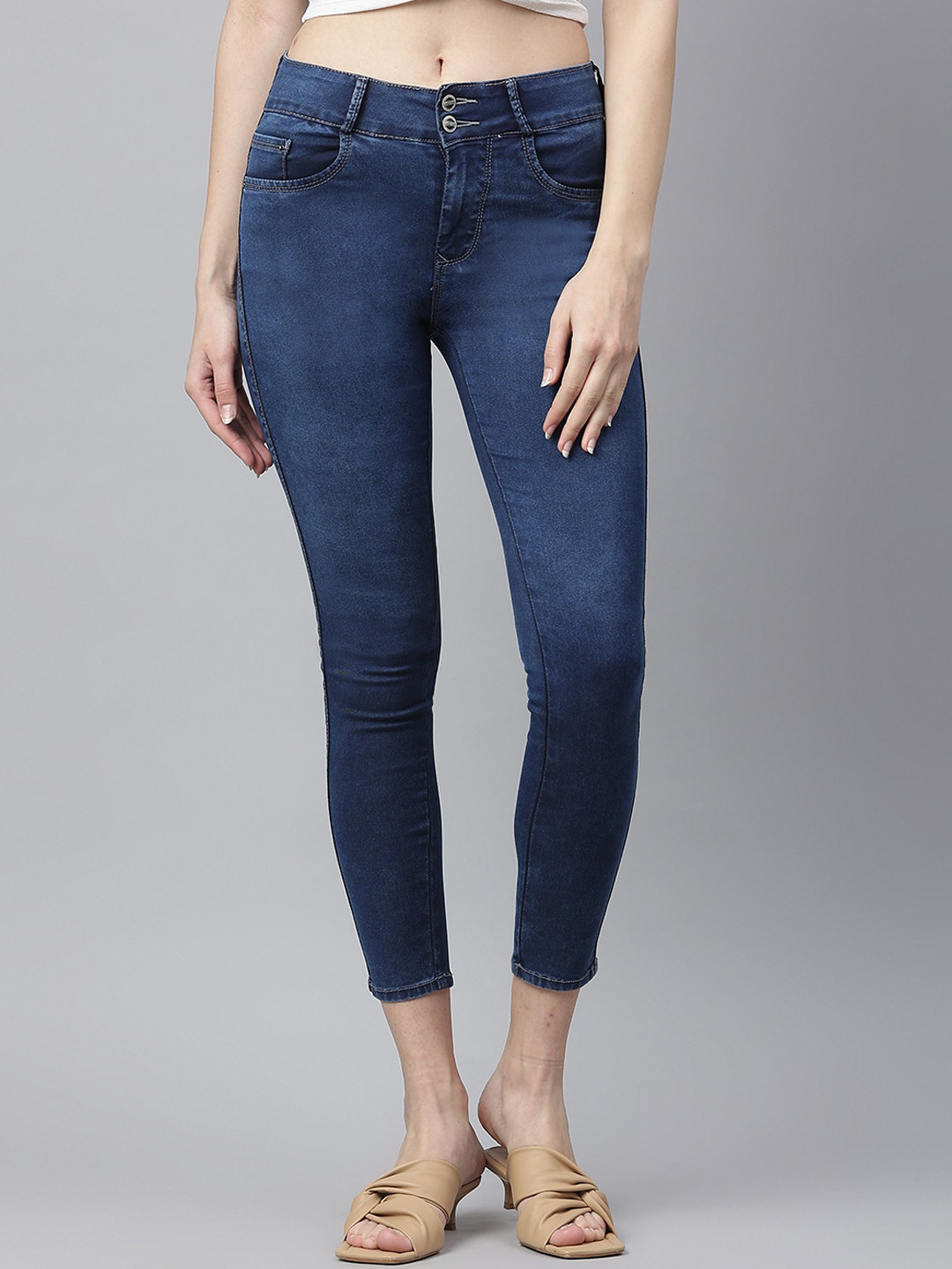 Code 61 Women Blue Skinny Fit Stretchable Cotton Jeans