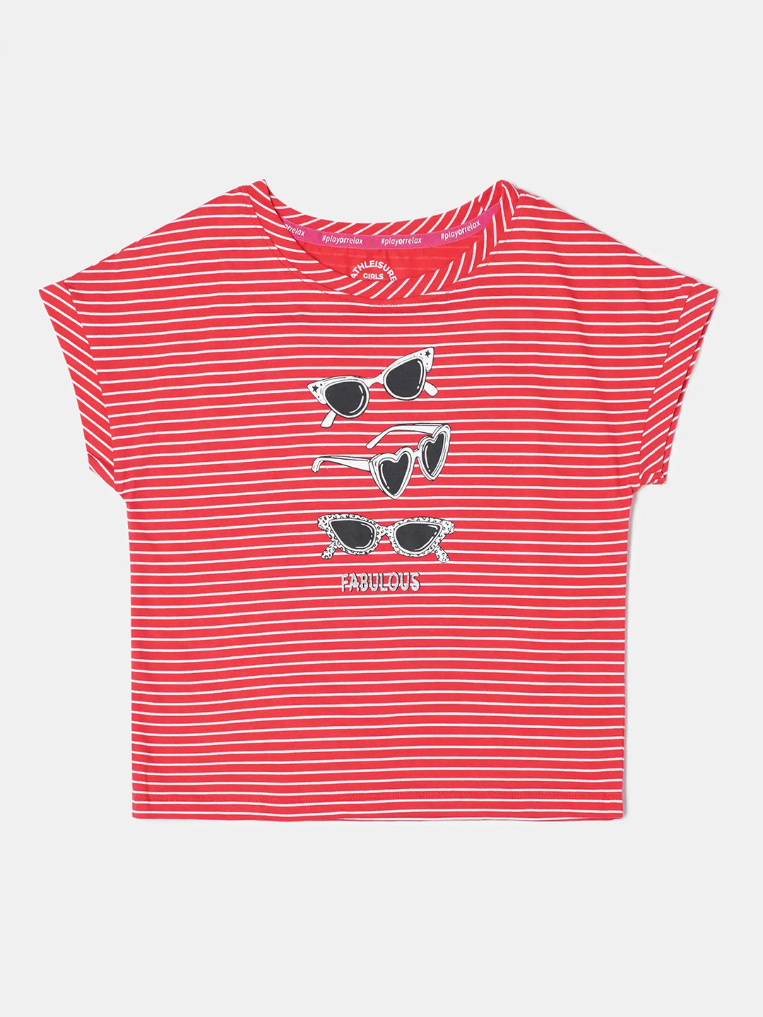 Jockey Girls Super Combed Cotton Printed Relaxed Fit Short Sleeve Tshirt-AG47