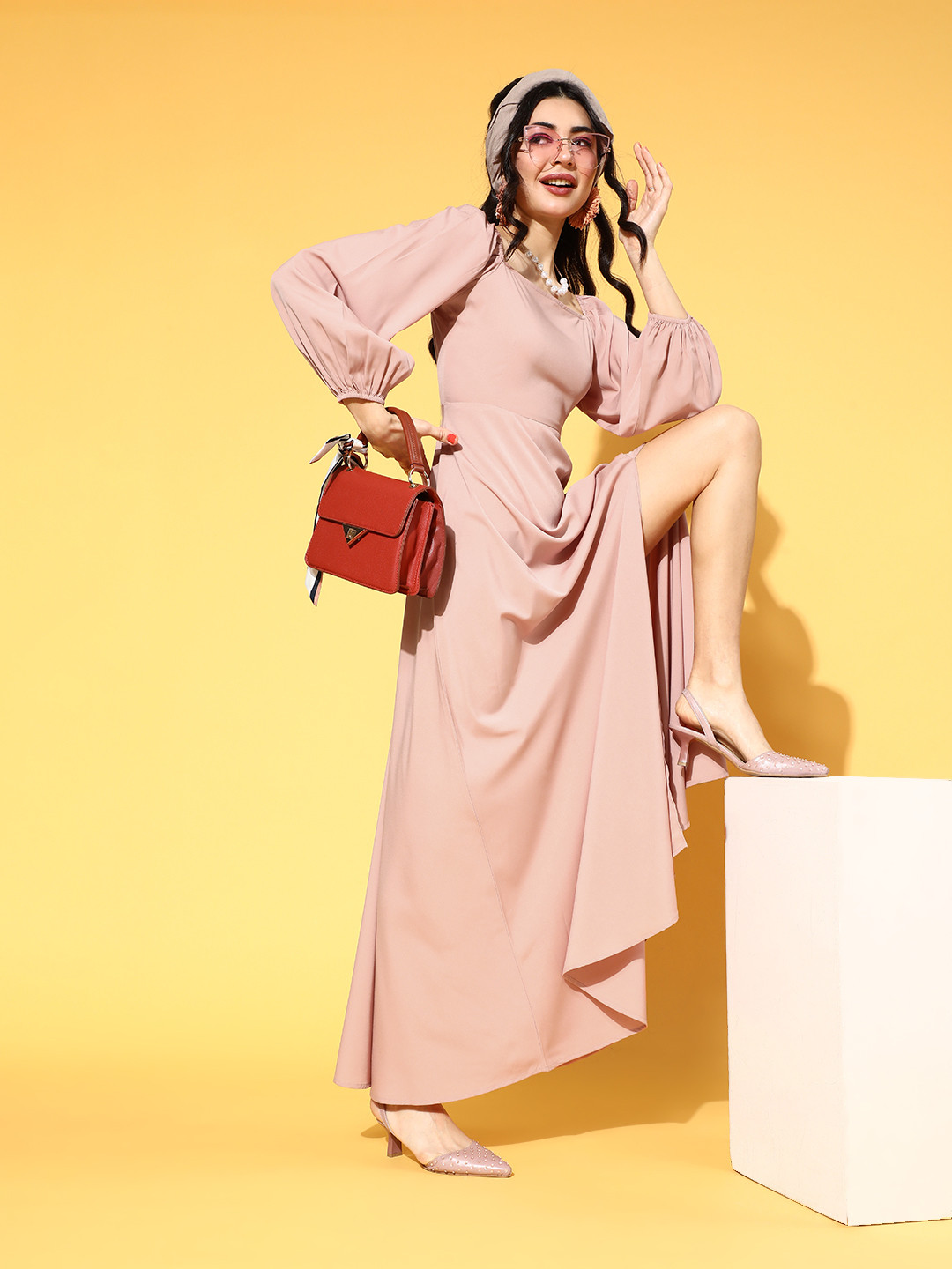 Berrylush Women Pretty Pink Solid Sun Dress