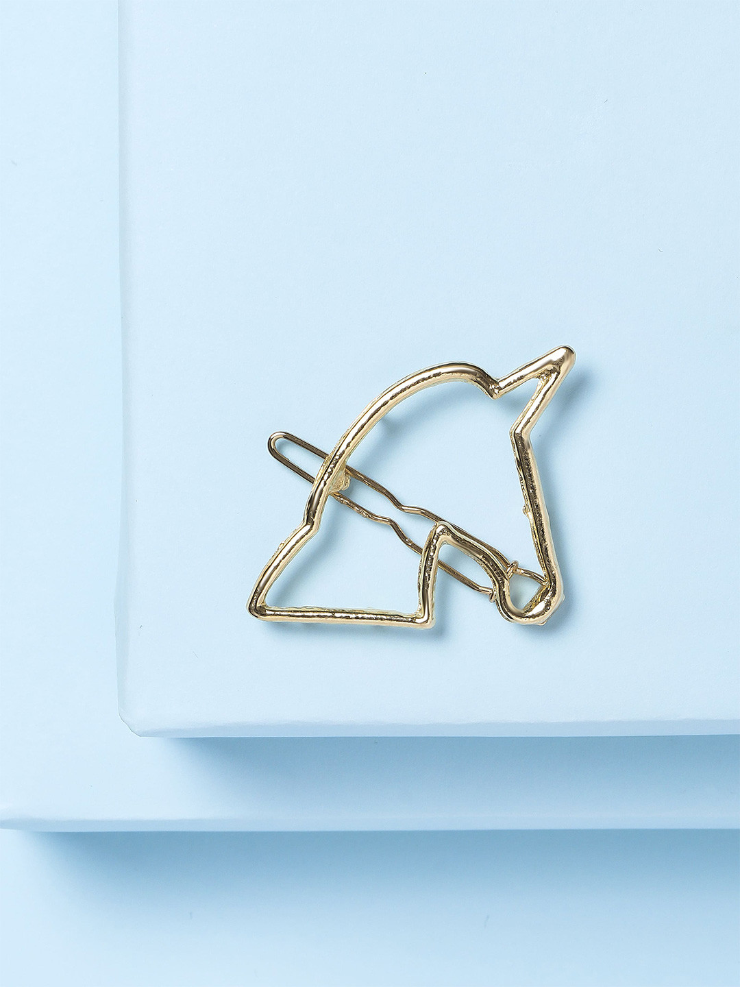 Arendelle Girls Gold-Toned Unicorn Shaped Bumpit Hair Pin