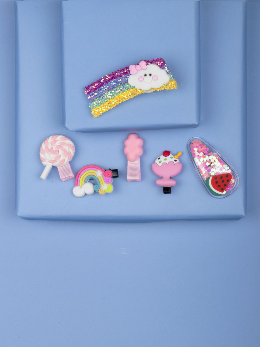 Arendelle Girls Pink & Purple Set of 6 Alligator Hair Clip