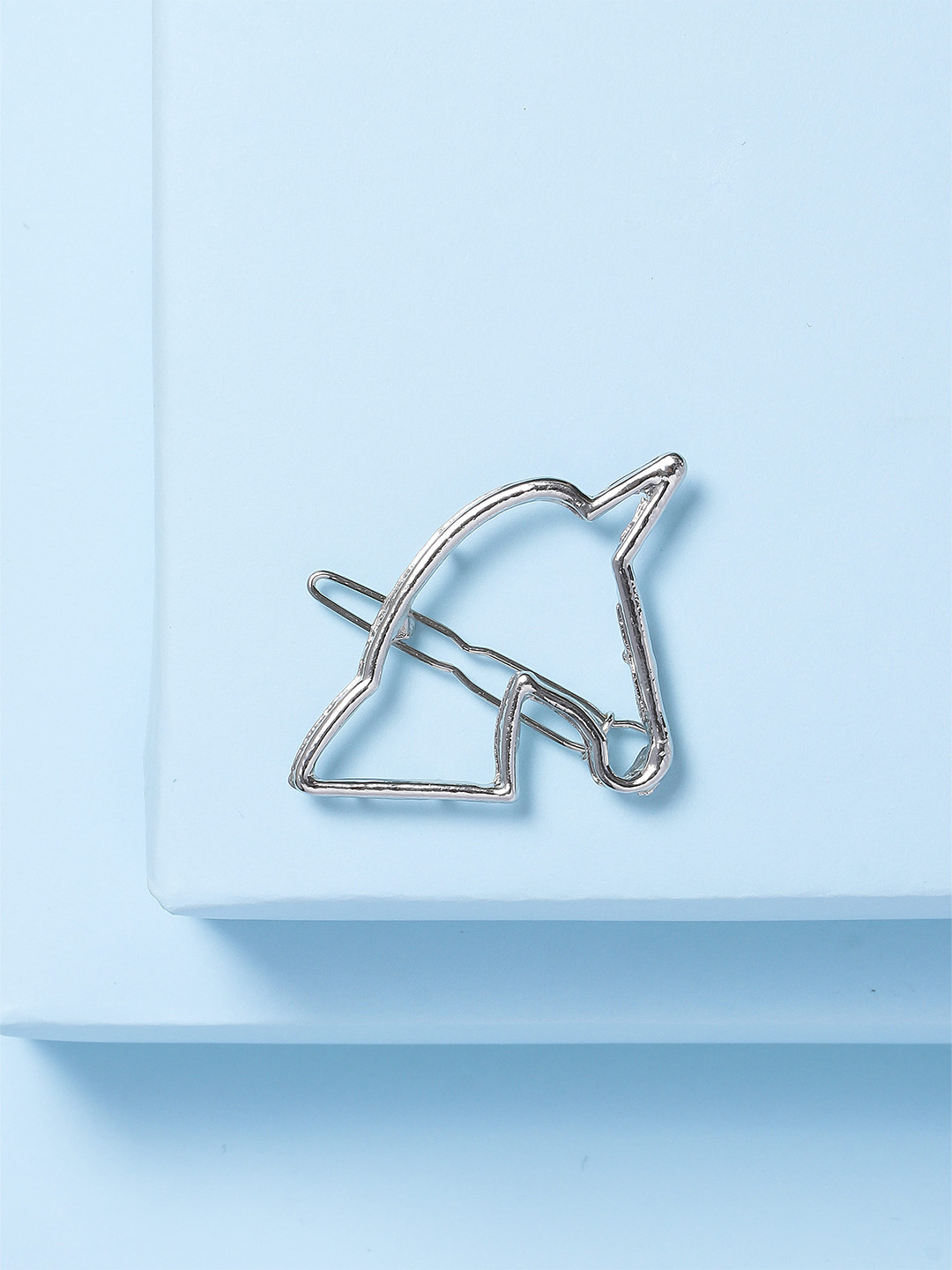 Arendelle Girls Silver-Toned Unicorn Shaped Bumpit Hair Pin