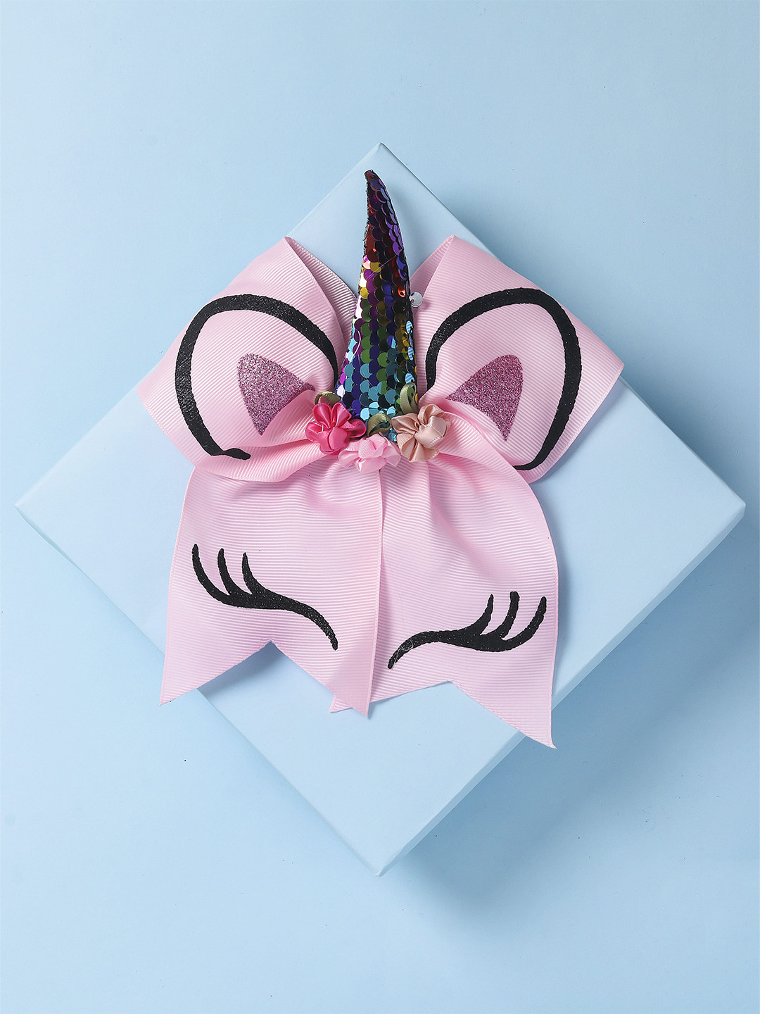 Arendelle Girls Pink & Black Printed Ponytail Holders