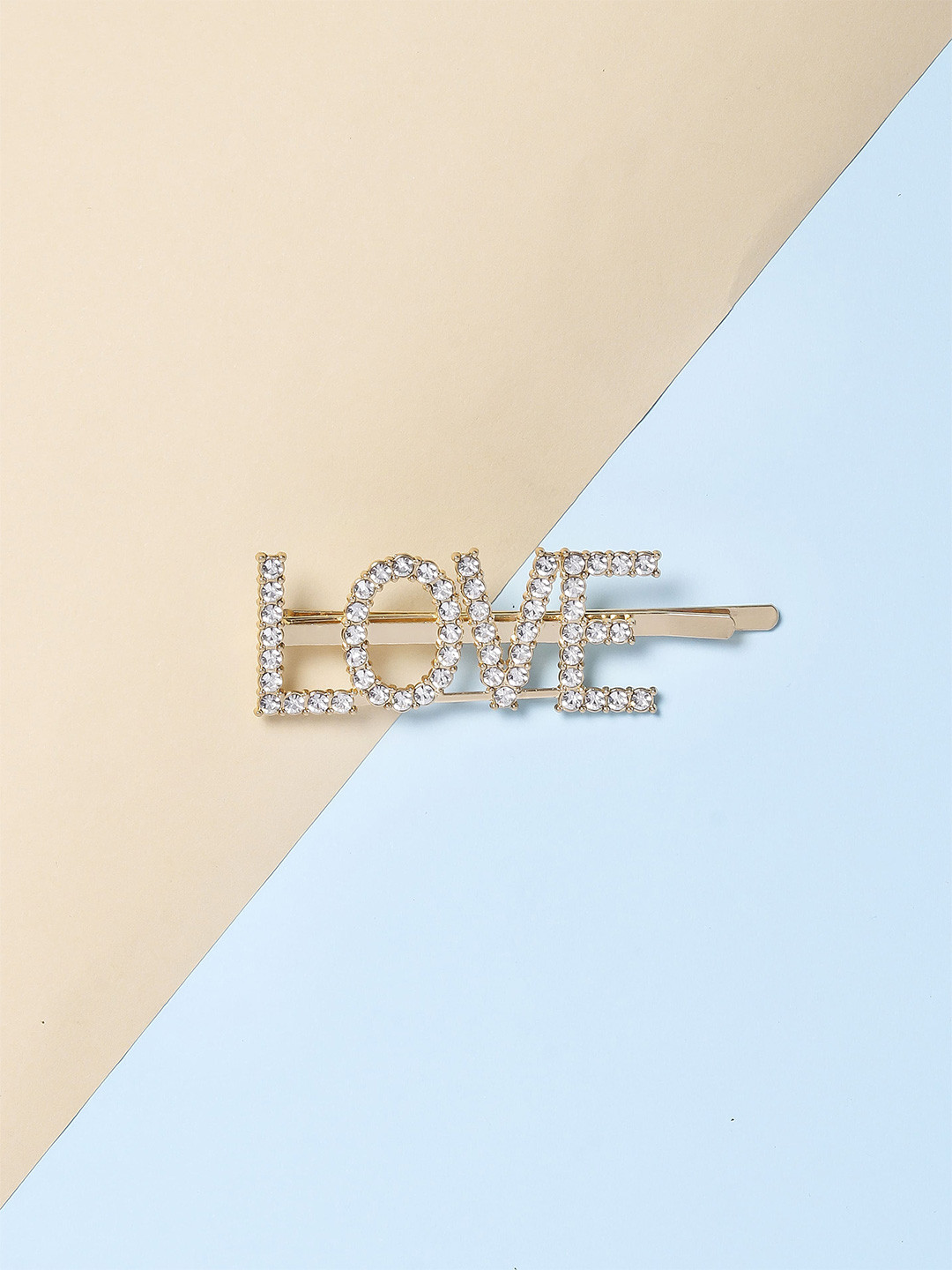 Arendelle Girls Gold-Toned Glitter LOVE Bobby Pins