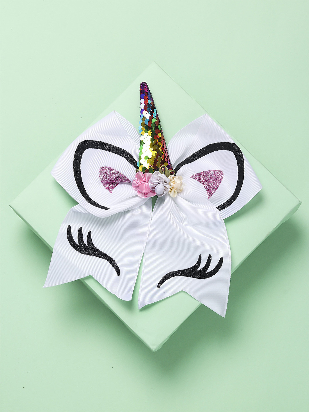 Arendelle Girls White & Black Unicorn Ponytail Holders