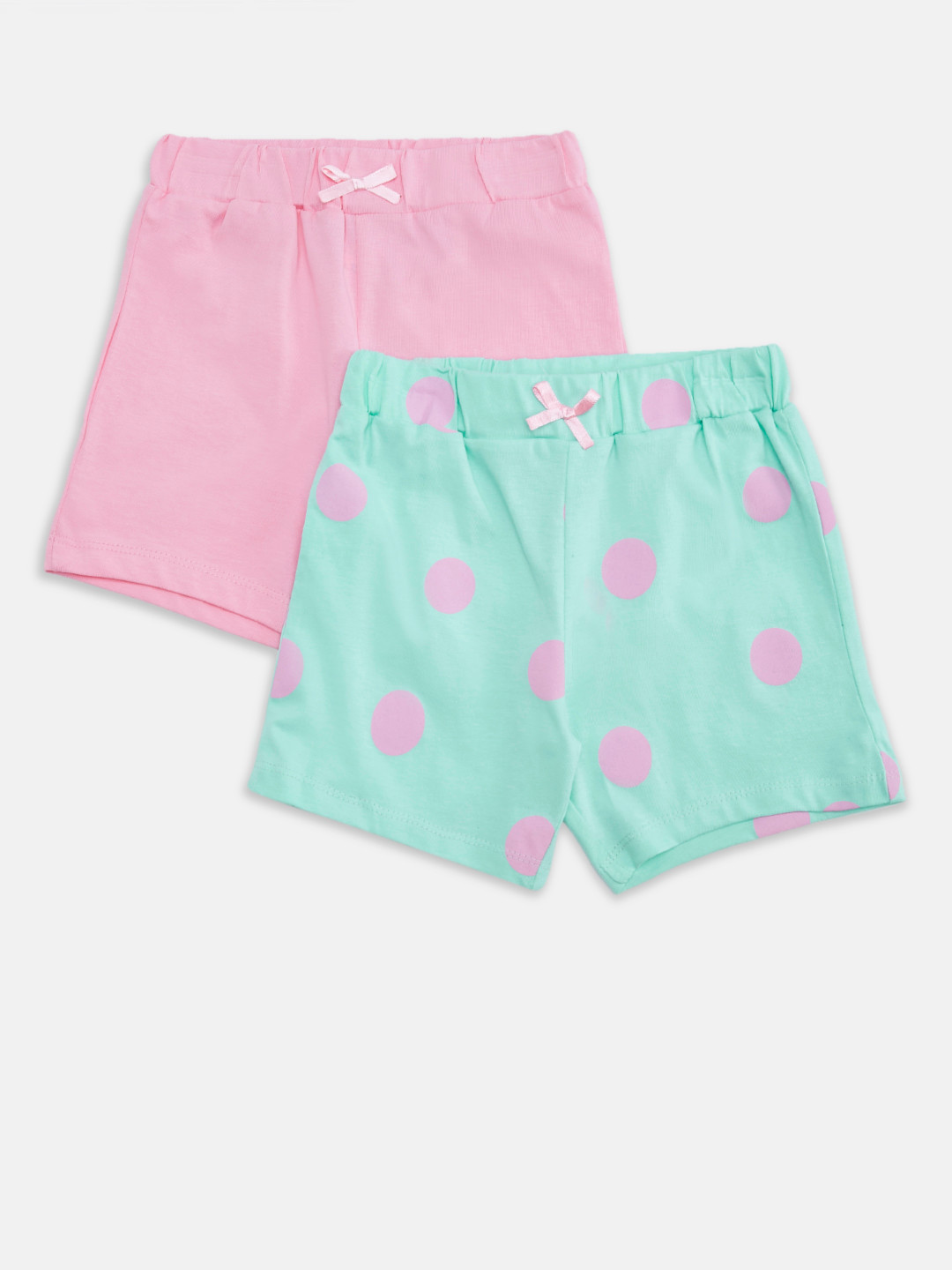Pantaloons Baby Girls Turquoise Blue & Pink Polka Dots Printed Shorts