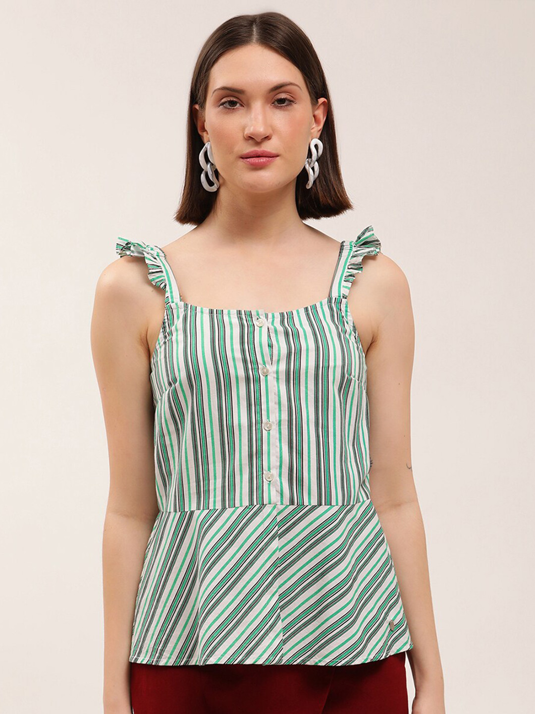 ELLE Green Striped Top