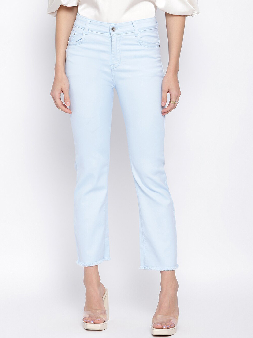 iki chic Women Blue Straight Fit High-Rise Stretchable Jeans