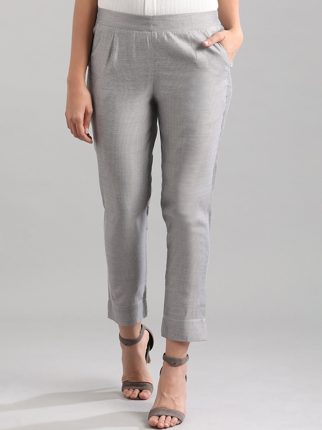 AURELIA Women Silver-Toned Trousers