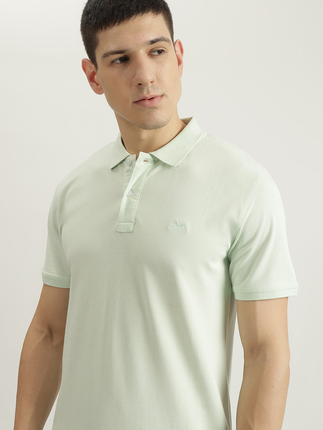 LINDBERGH Men Mint Green Polo Collar T-shirt
