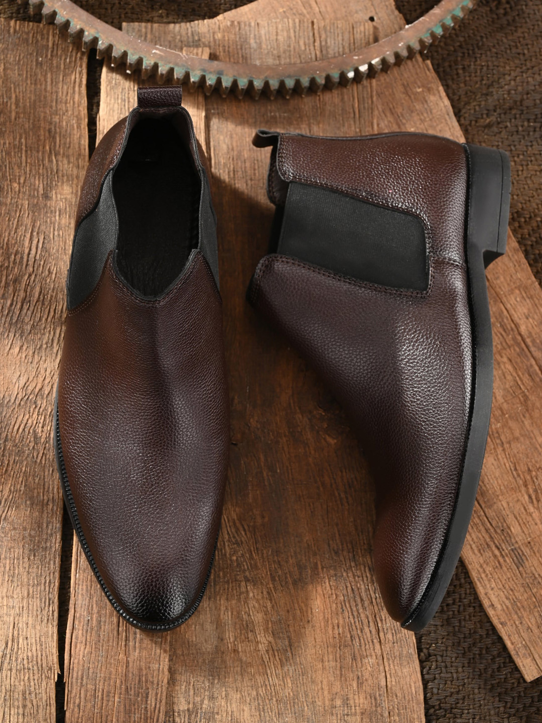 AfroJack Men Brown High-Top Flat Boots