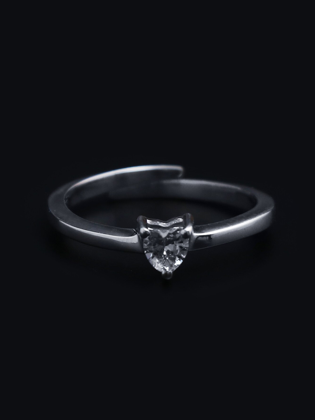 HIFLYER JEWELS Silver-Plated Diamond Gemstone Adjustable Finger Ring