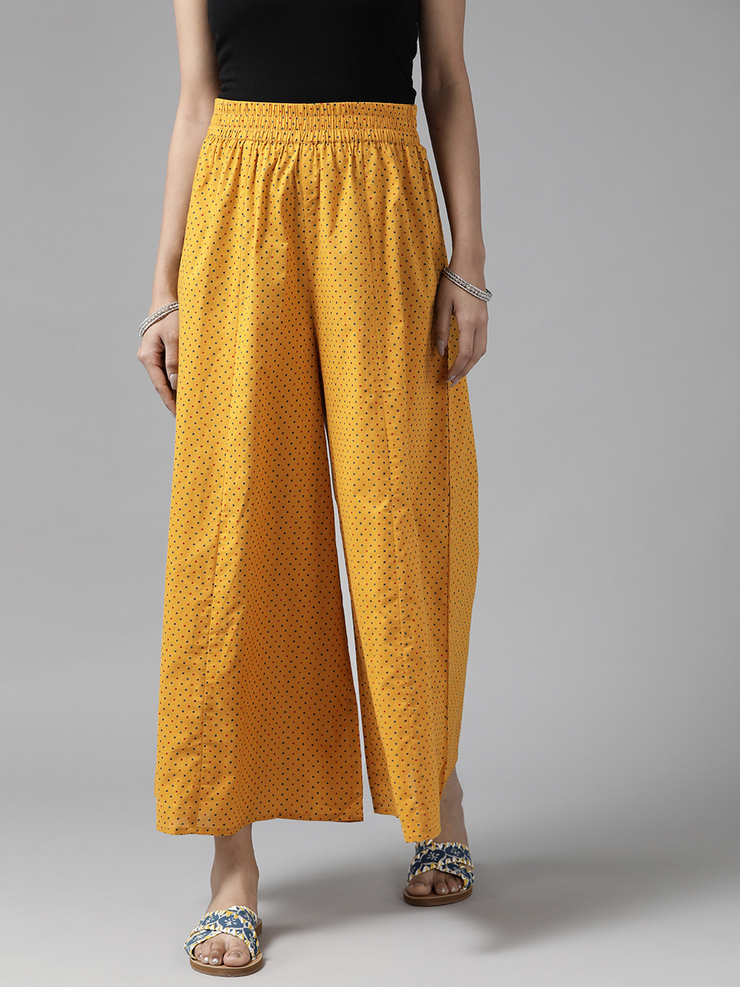 PANIT Women Yellow & Red Printed Cotton Palazzos