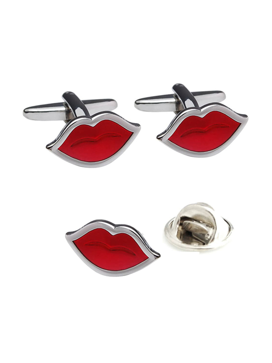 PELUCHE Red The Casanova Cufflink & Lapel Pin Gift Set