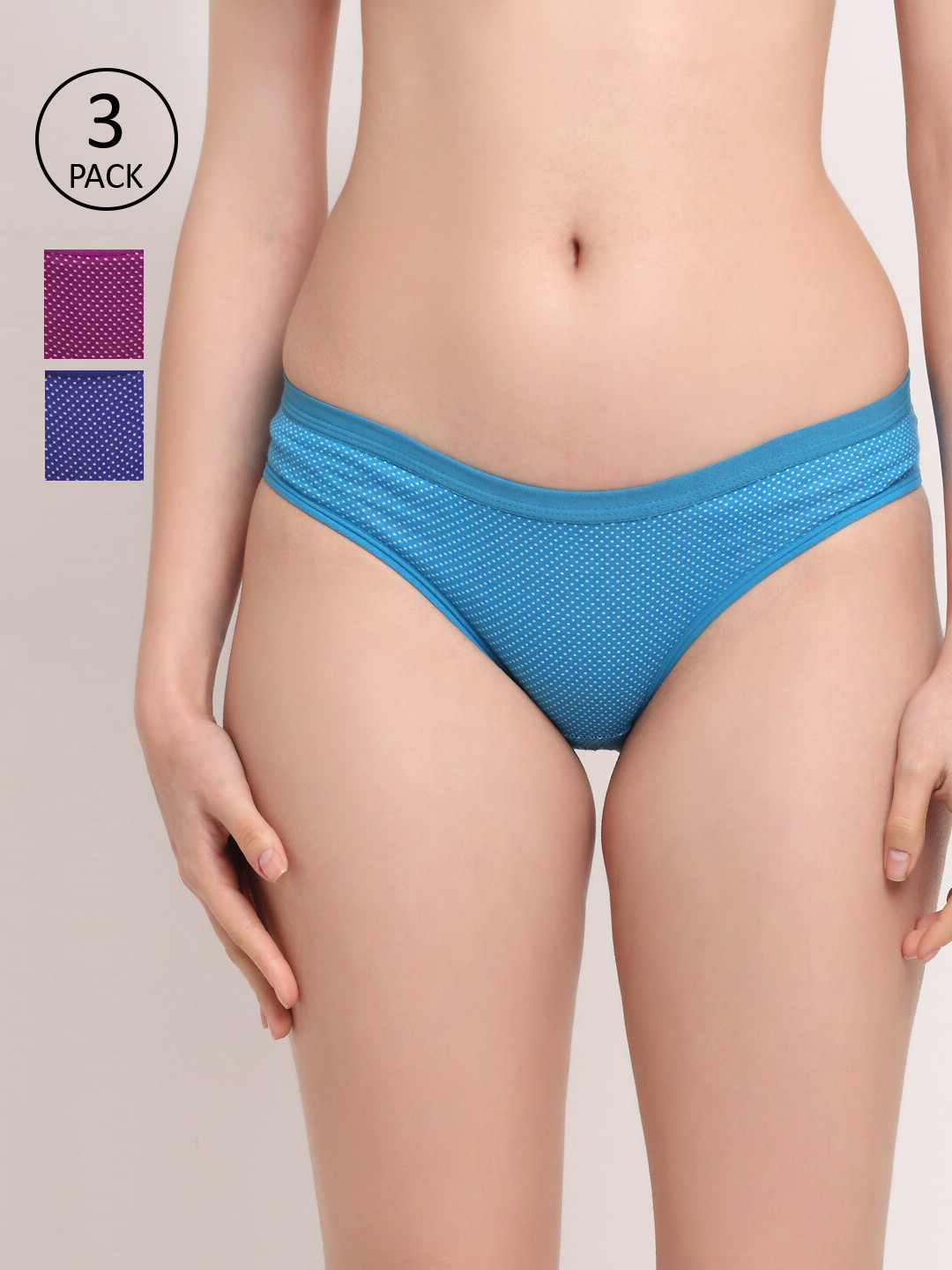 Friskers Women Set of 3 Printed Cotton Seamless Hipster Briefs O-323-05-16-20-S