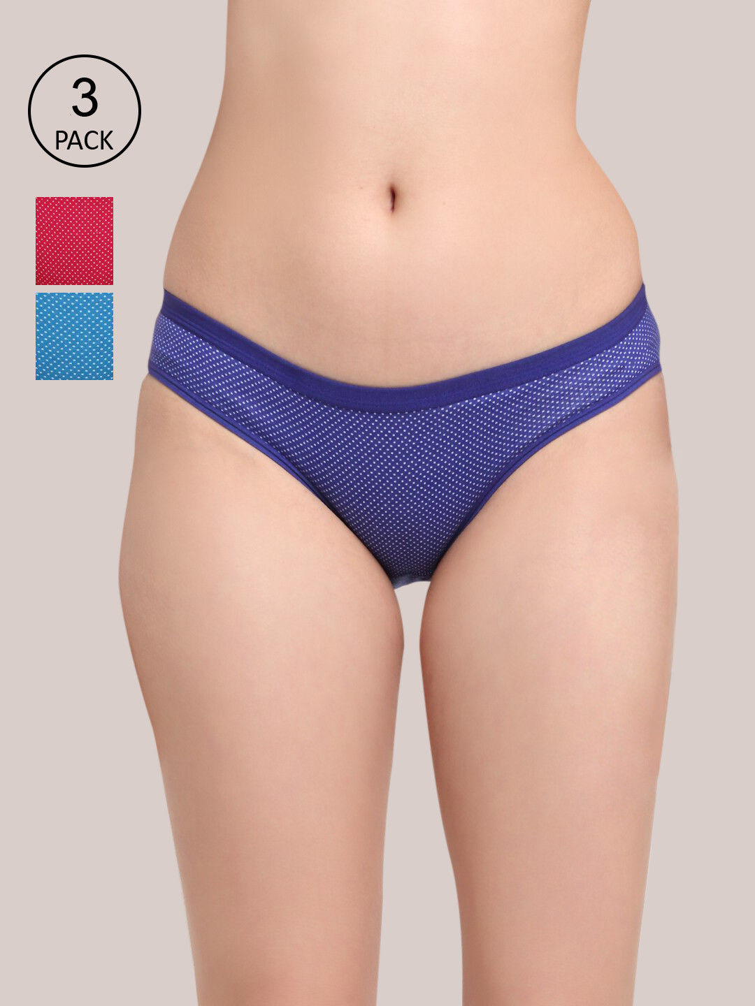 Friskers Women Pack of 3 Printed Low-Rise Cotton Hipsters O-323-05-07-20-S