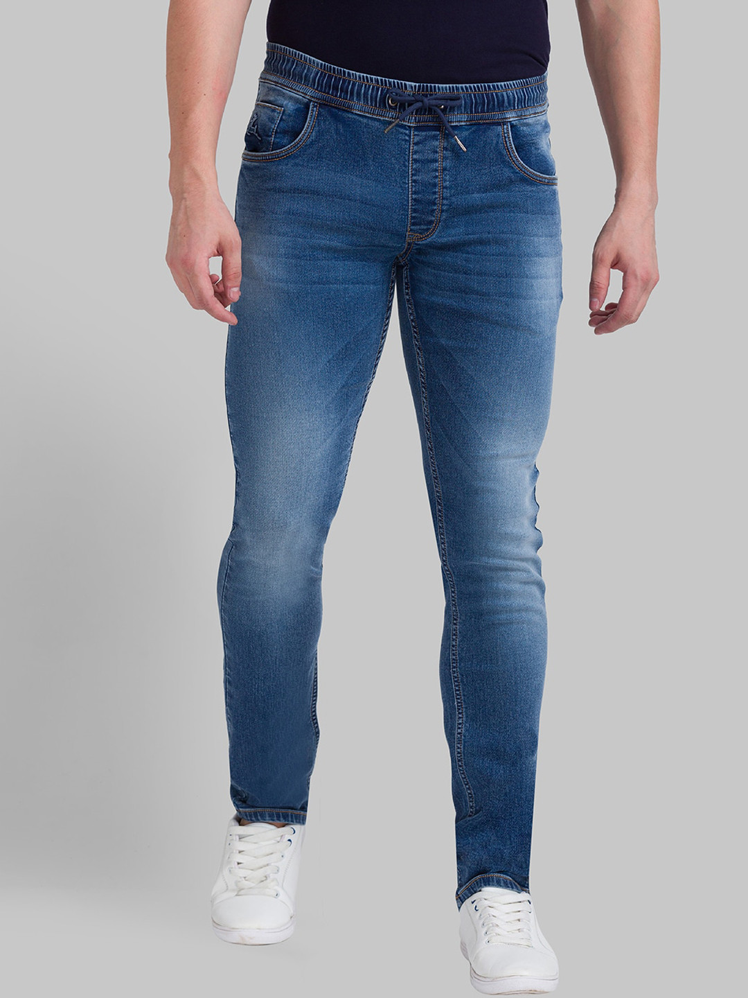 Parx Men Blue Regular Fit Heavy Fade Stretchable Jeans