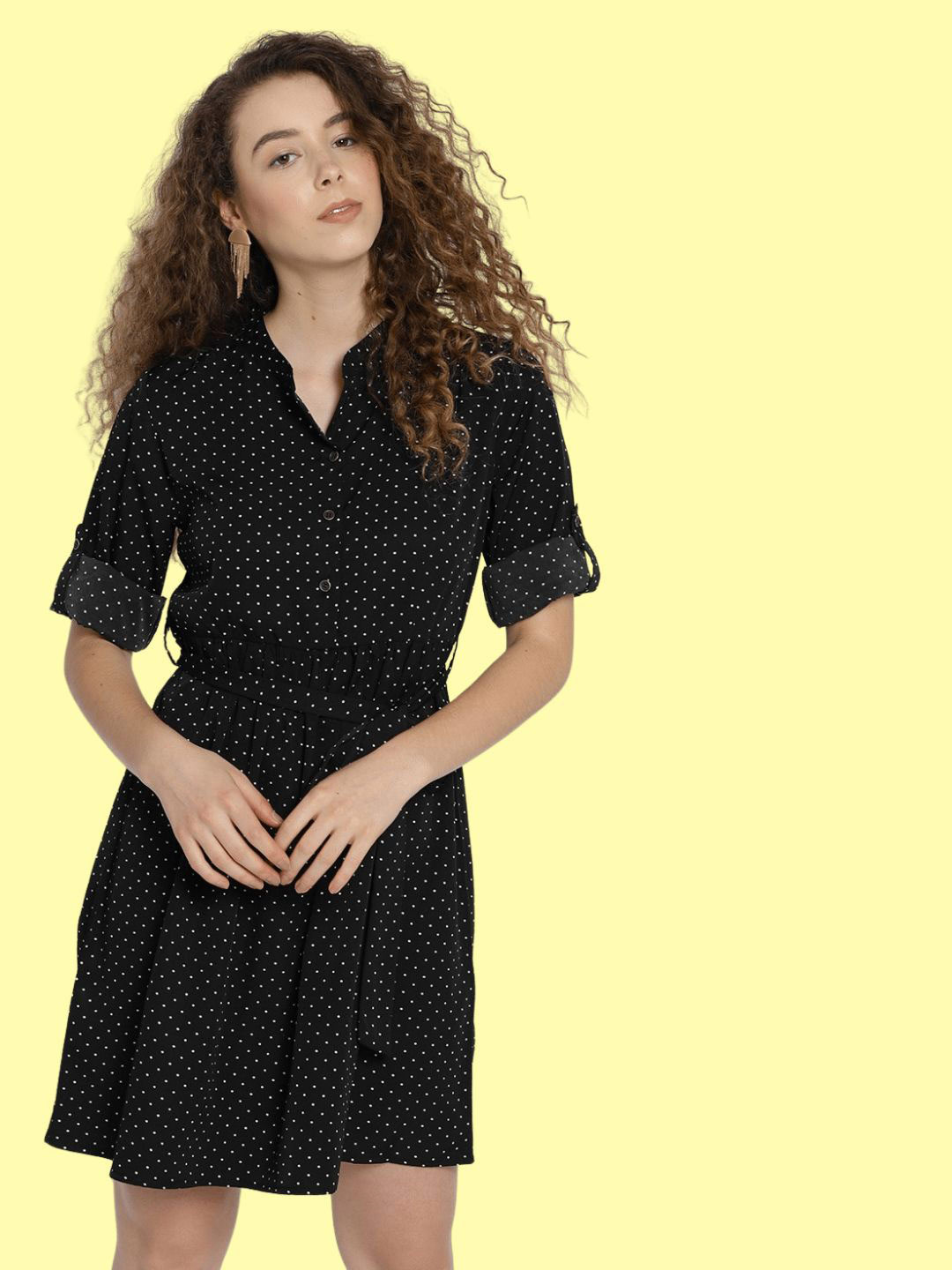 Sera Black Georgette Shirt Dress