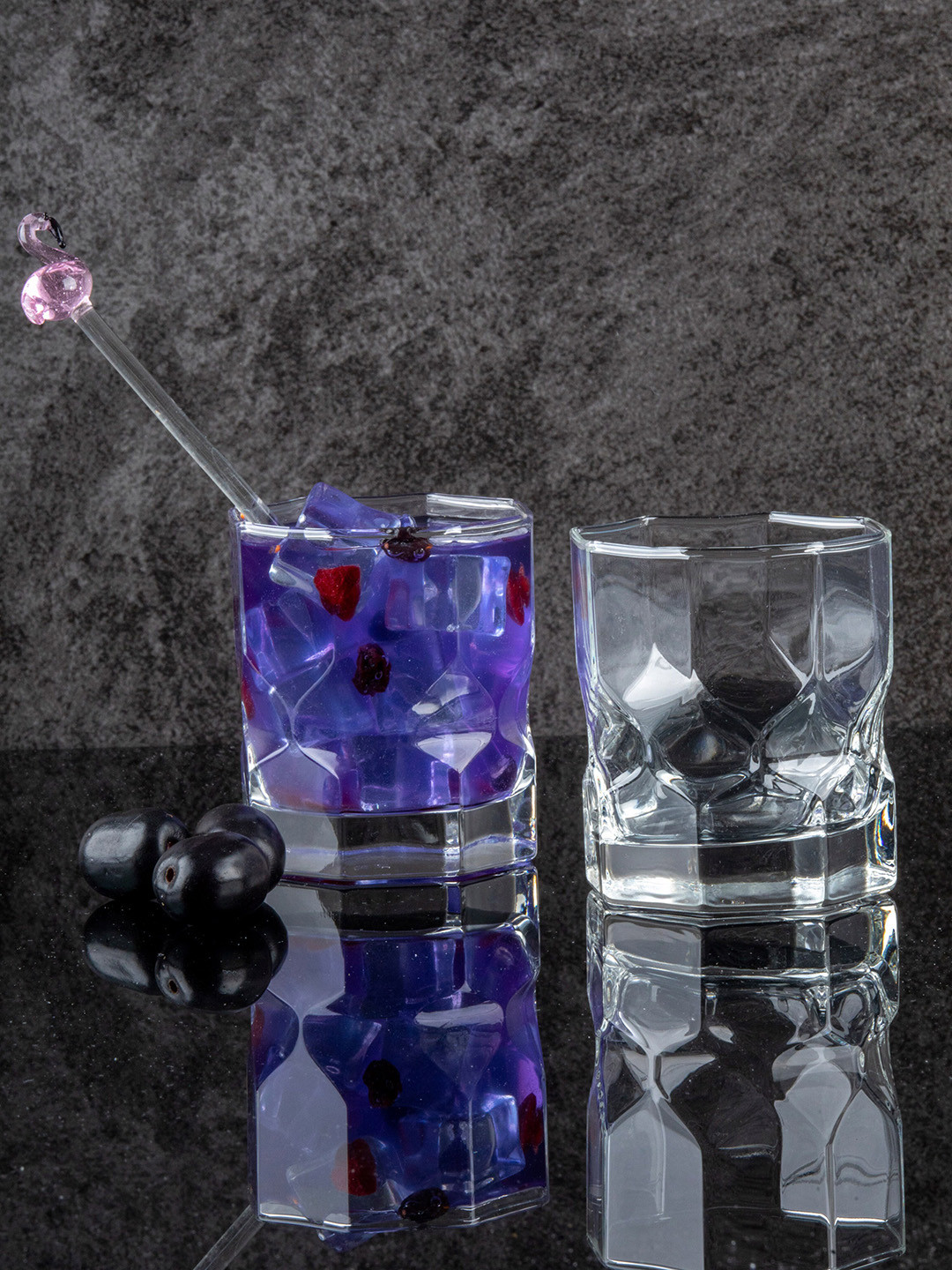 GOODHOMES Set of 6 Transparent Microwave Safe Octime Diamond Glass Tumbler