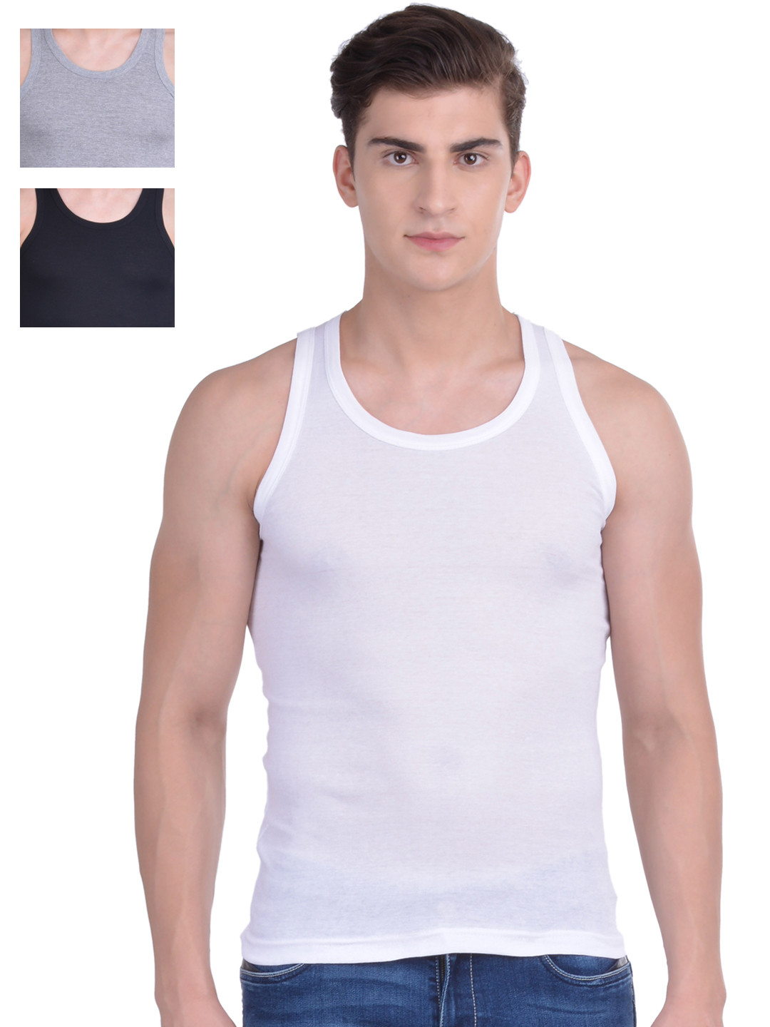 Force NXT Pack Of 3 Men Super Combed Cotton Rib Vest
