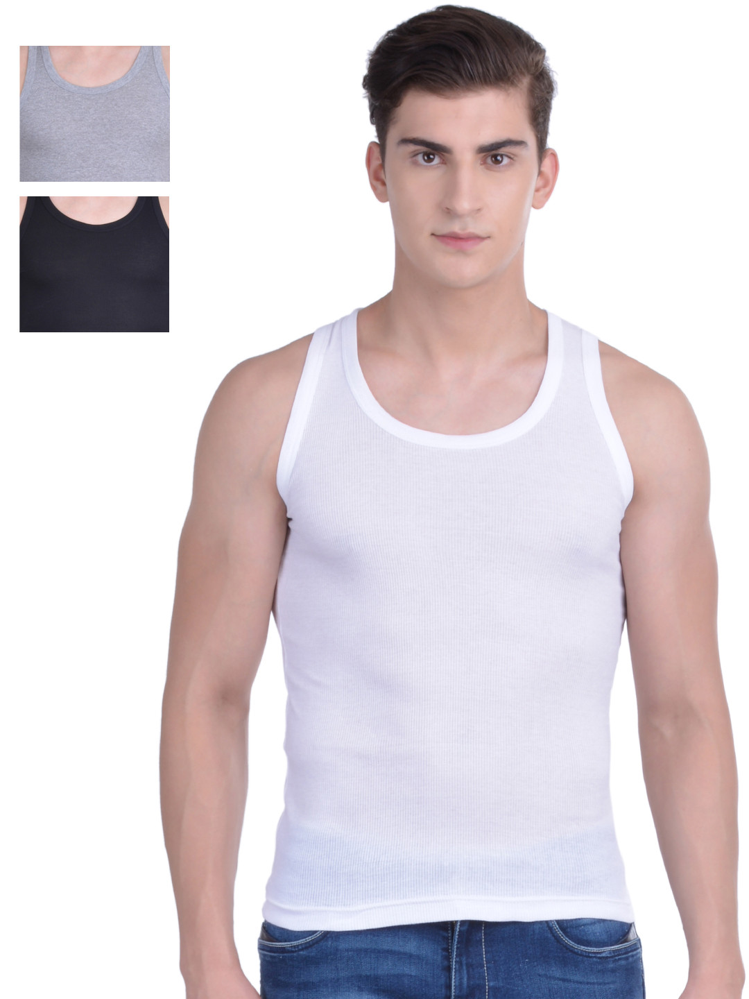 Force NXT Pack Of 3 Men Super Combed Cotton Derby Rib Vest