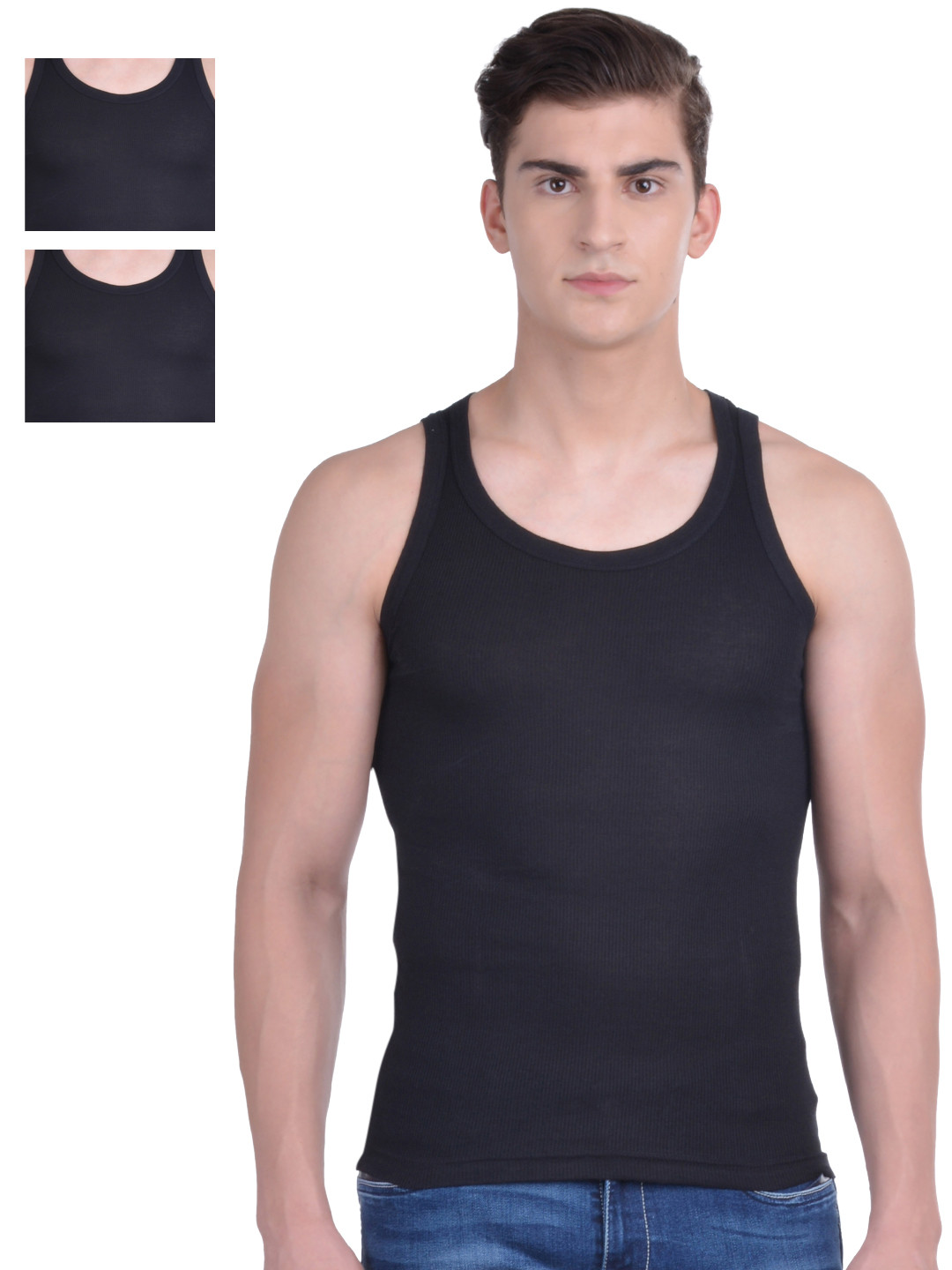 Force NXT Pack Of 3 Men Super Combed Cotton Derby Rib Vest