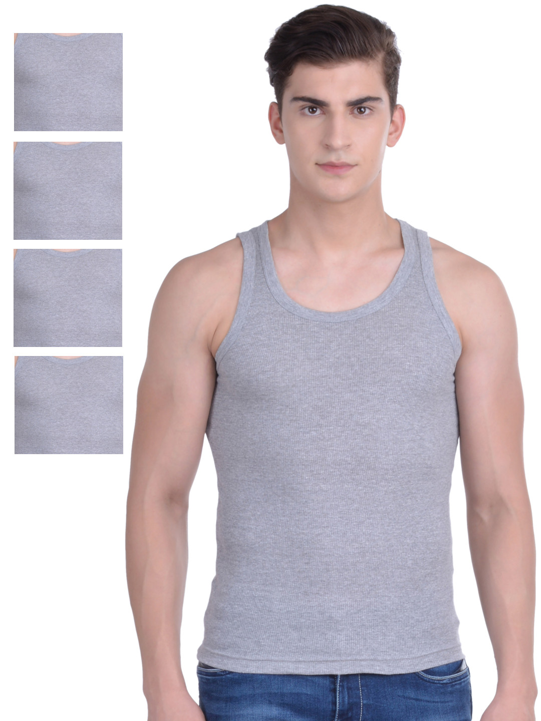 Force NXT Pack Of 5 Men Super Combed Cotton Derby Rib Vest