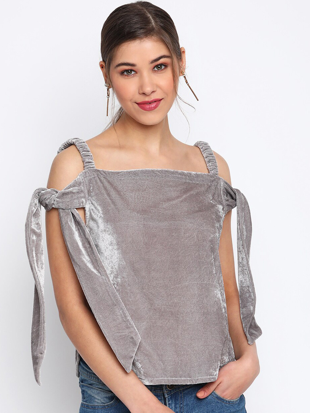 Mayra Grey Velvet Top