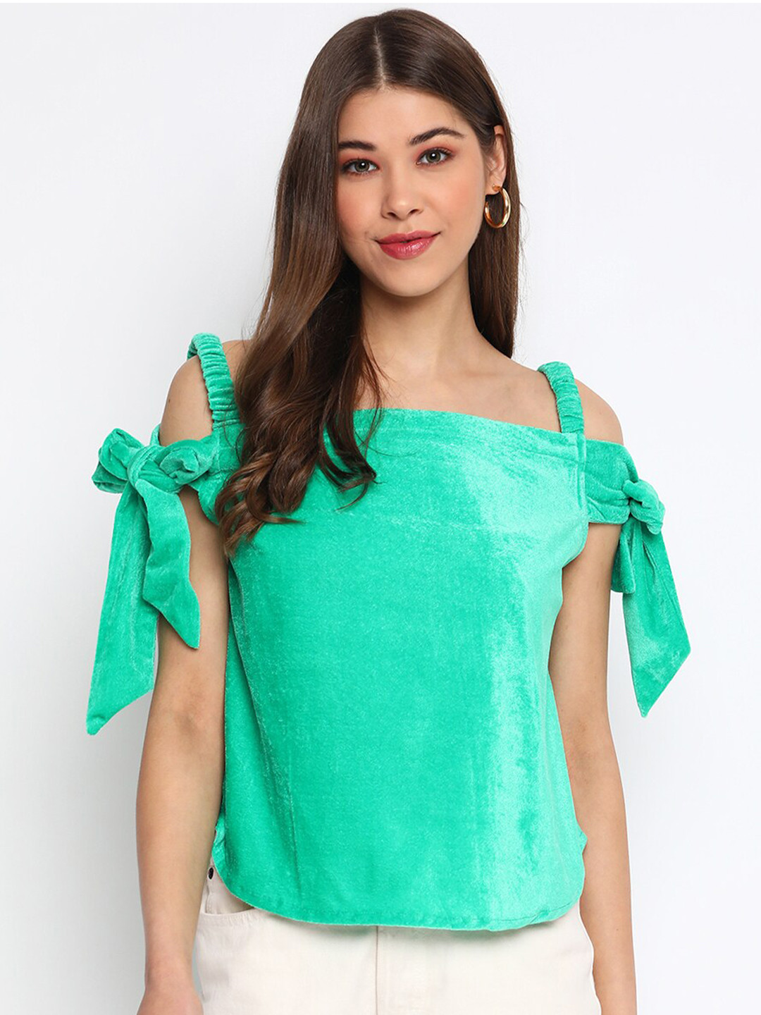 Mayra Green Velvet Top